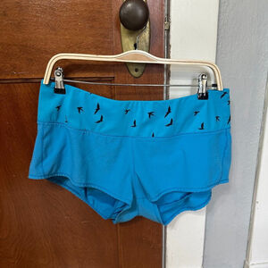 Oiselle Running Shorts Blue‎ Bird Print Athletic Workout Women's Size 10